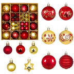 BeePrincess 44 Piece Christmas Ornament Set, Red and Gold, Holiday Tree Decorations