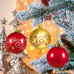 BeePrincess 44 Piece Christmas Ornament Set, Red and Gold, Holiday Tree Decorations