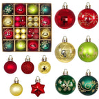 BeePrincess 44 Piece Christmas Ornament Set, Red, Gold, and Green, Holiday Tree Decorations
