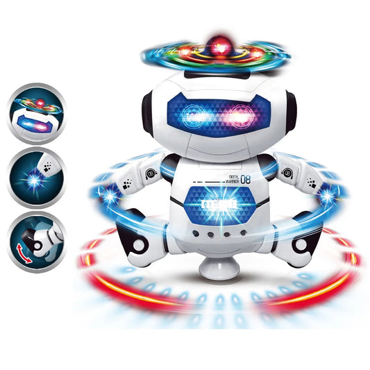 BEEPRINCESS Walking Dancing Robot Toys for Kids - 360° Body Spinning Dancing Robot Toy with LED Lights and Music, Battery Operated Electronic Robot Toys for Birthday Christmas Gift for 3-8 Boys Girls