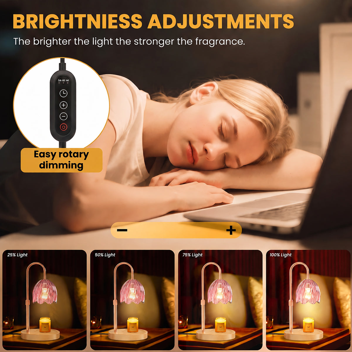 BeePrincess Candle Warmer Lamp with Timer & Dimmable Function - Adjustable Height Jar Candle Warmer for Home Decor - Includes 2 Bulbs