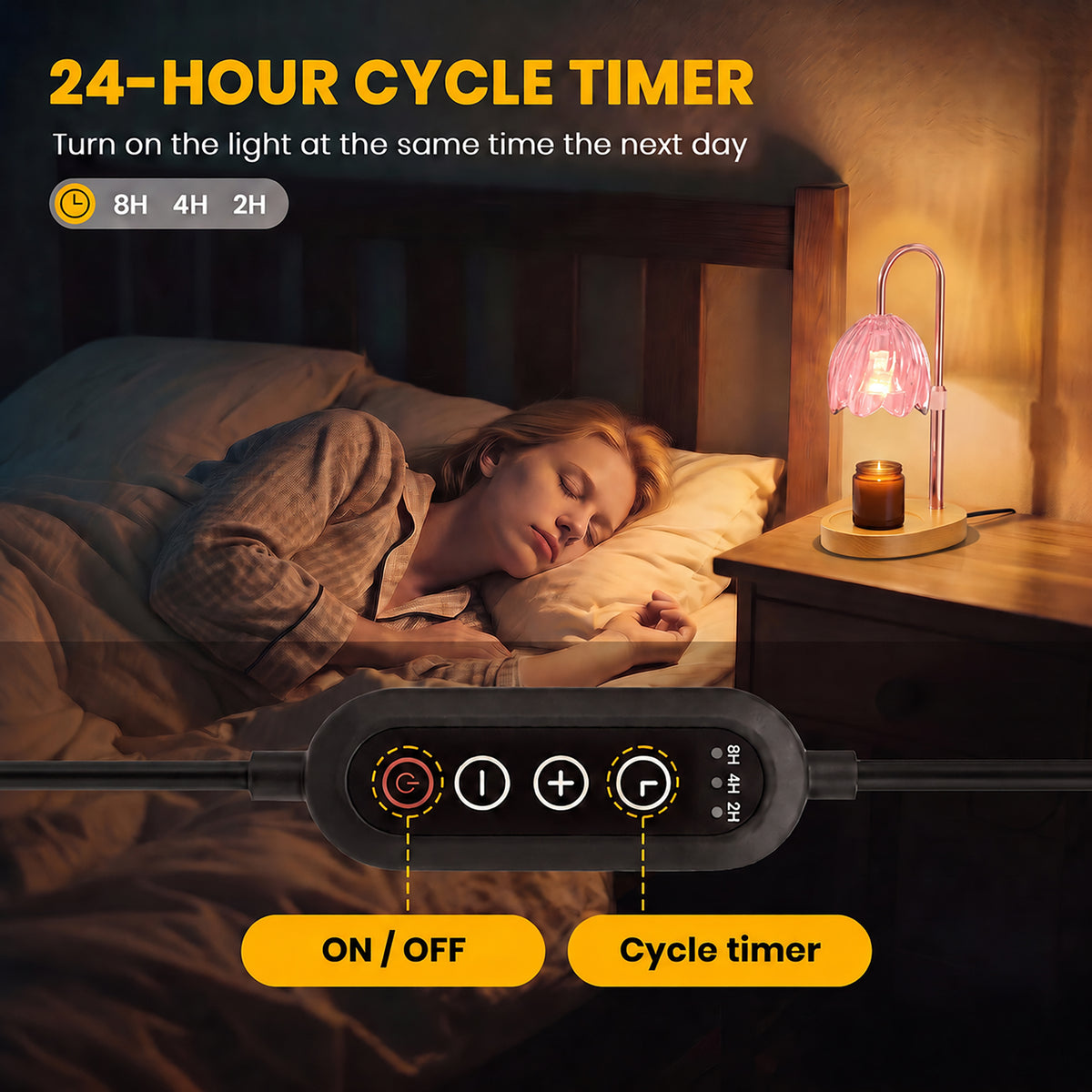BeePrincess Candle Warmer Lamp with Timer & Dimmable Function - Adjustable Height Jar Candle Warmer for Home Decor - Includes 2 Bulbs