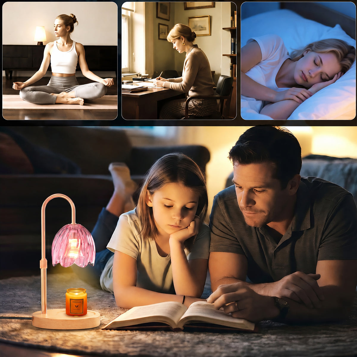 BeePrincess Candle Warmer Lamp with Timer & Dimmable Function - Adjustable Height Jar Candle Warmer for Home Decor - Includes 2 Bulbs