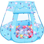 BEEPRINCESS Princess Playhouse Tent for Toddlers and Girls, Indoor & Outdoor Pop Up Play Tent for Kids, Foldable Ball Pit with Carrying Bag, Birthday Gifts for 1-3 Years Old Toddlers and Girls, Blue