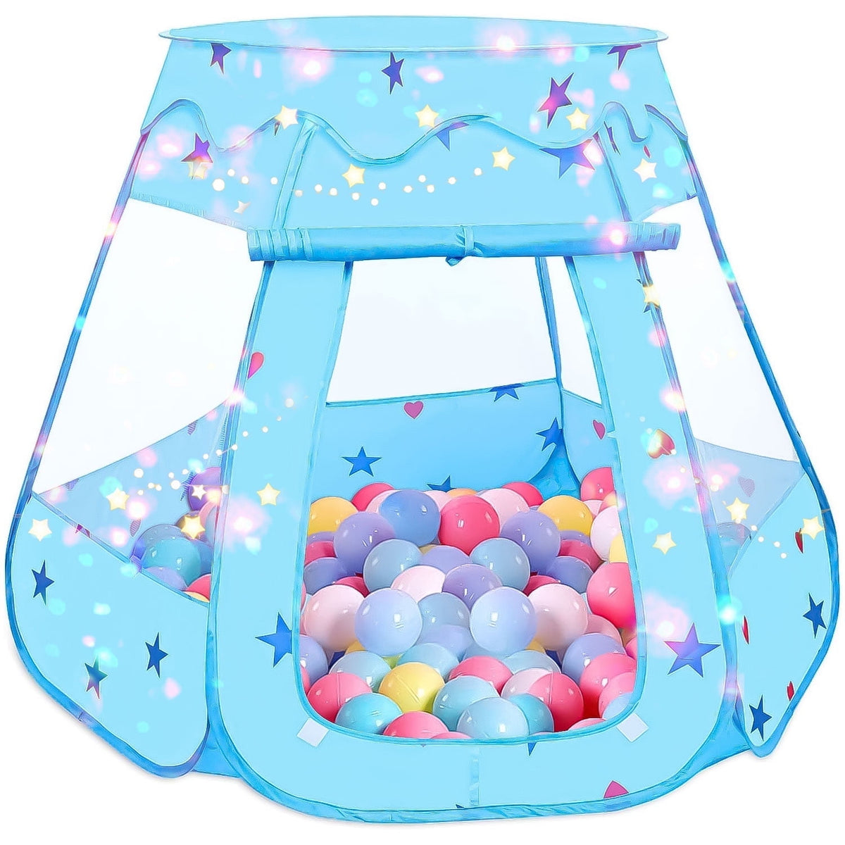 BEEPRINCESS Princess Playhouse Tent for Toddlers and Girls, Indoor & Outdoor Pop Up Play Tent for Kids, Foldable Ball Pit with Carrying Bag, Birthday Gifts for 1-3 Years Old Toddlers and Girls, Blue
