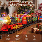 BEEPRINCESS Electric Train Set for Kids Ages 3+, Battery-Powered Toy Train with Steam, Lights & Sounds, 4 Mini Cars and Launcher