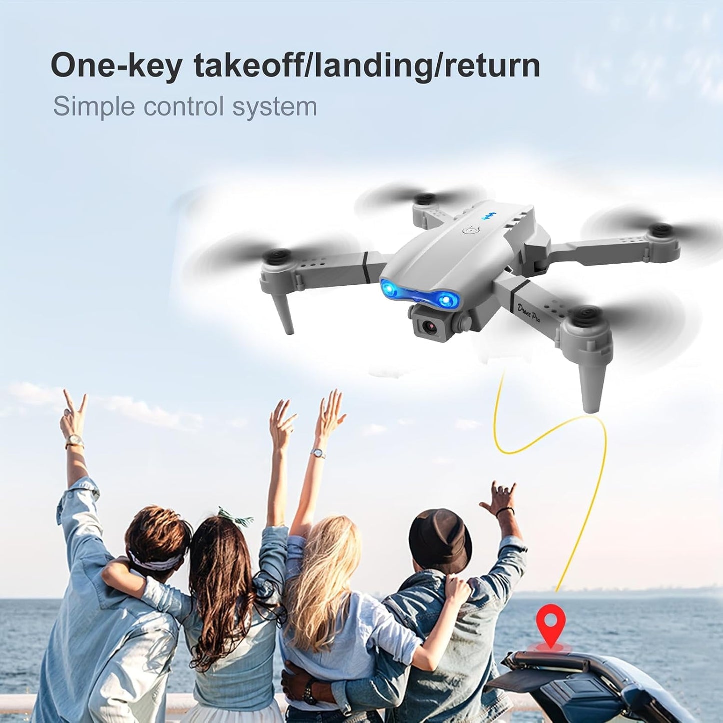 BEEPRINCESS Drone with 4K HD Dual Camera for Adults Kids, RC Quadcopter with 2 Modular 1800mAh Batteries for 30 Mins Long Flight (Gray)