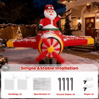 BEEPRINCESS 7ft Christmas Inflatable Santa Helicopter with Rotating Propellers & LED Lights, Flying Santa Claus Outdoor Christmas Decoration for Yard Lawn Garden Party