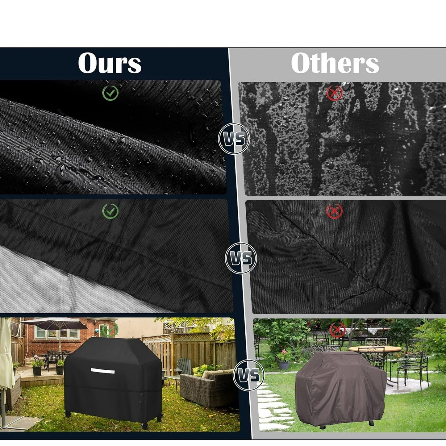 BEEPRINCESS BBQ Grill Cover, 58" Weather-Resistant Grill Cover for Outdoor Grill, Waterproof Gas Grill Covers with Adjustable Drawstring, Rip-Proof Barbecue Cover for Weber Nexgrill Grills and More