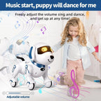 BEEPRINCESS Robot Dog, Smart Programmable RC Electronic Pet Puppy with Early Education Function, White/Blue