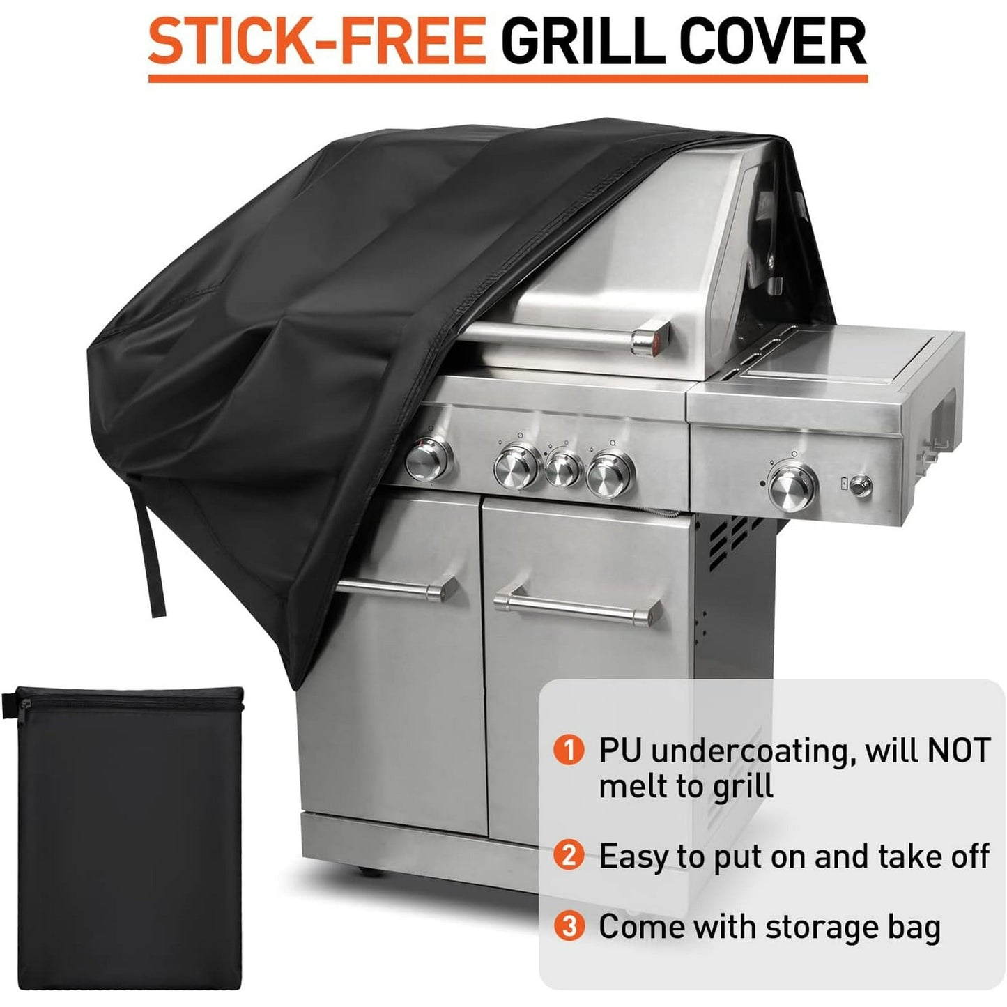 BEEPRINCESS BBQ Grill Cover, 58" Weather-Resistant Grill Cover for Outdoor Grill, Waterproof Gas Grill Covers with Adjustable Drawstring, Rip-Proof Barbecue Cover for Weber Nexgrill Grills and More