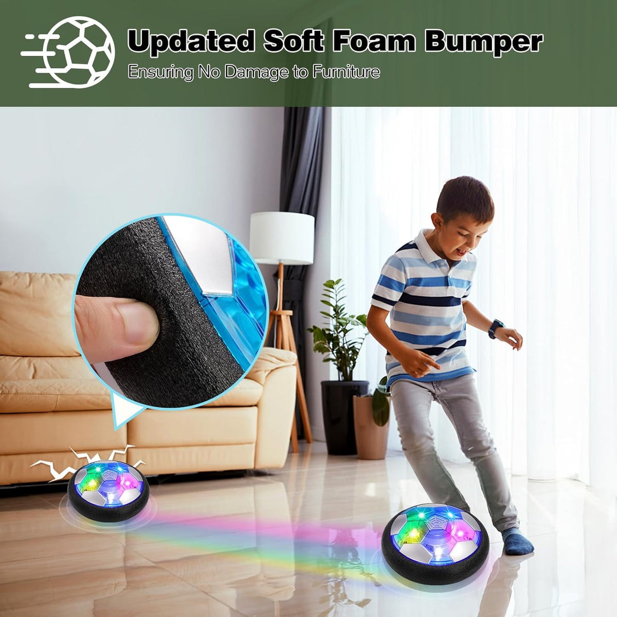 BEEPRINCESS Hover Soccer Ball, 3-in-1 Hover Hockey Ball Kids Toys Set, Indoor and Outdoor Sports Games Toys for Kids Ages 3 4 5 6 7 8-12 - Rechargeable LED Soccer Games Toys for 3-12 Year Old Boys