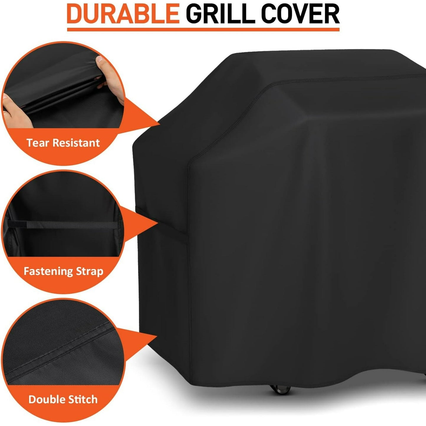 BEEPRINCESS BBQ Grill Cover, 58" Weather-Resistant Grill Cover for Outdoor Grill, Waterproof Gas Grill Covers with Adjustable Drawstring, Rip-Proof Barbecue Cover for Weber Nexgrill Grills and More