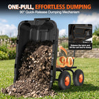 ELFWOLF 900 lb Heavy Duty Garden Dump Cart, 4 cu ft Yard Wagon with Quick-Release Dump Bed and Expandable Wood Rail Design