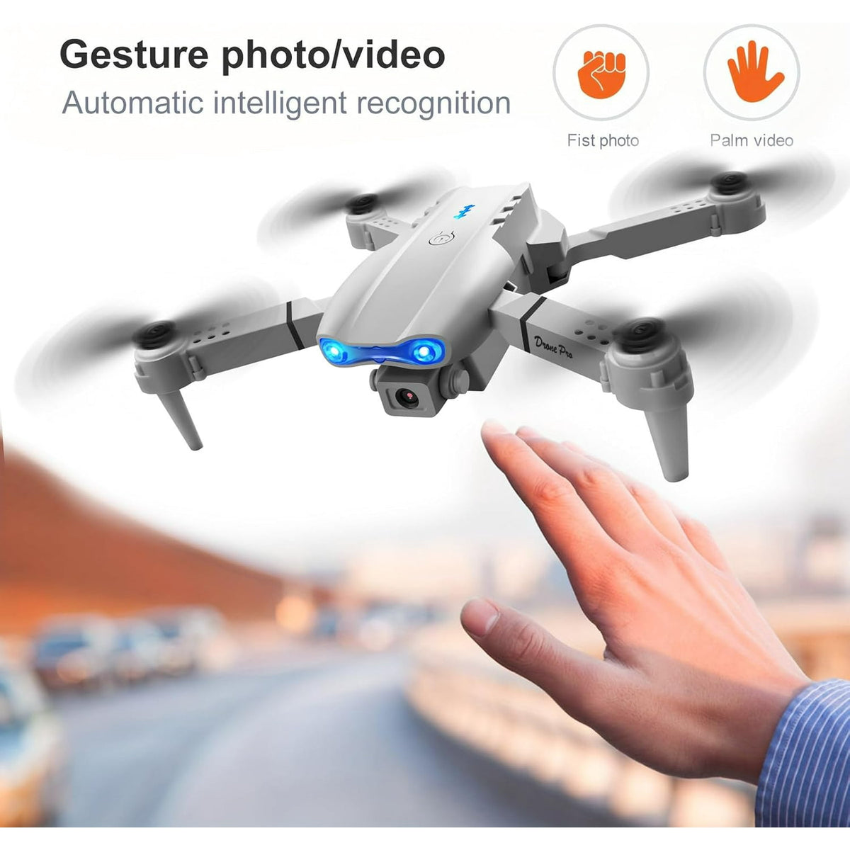 BEEPRINCESS Drone with 4K HD Dual Camera for Adults Kids, RC Quadcopter with 2 Modular 1800mAh Batteries for 30 Mins Long Flight (Gray)