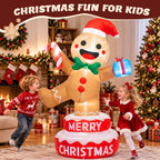 BEEPRINCESS 6FT Christmas Inflatable Rotating Gingerbread Man with LED Lights, Animated Outdoor Xmas Yard Decorations, Blow Up Holiday Lawn Garden Decor
